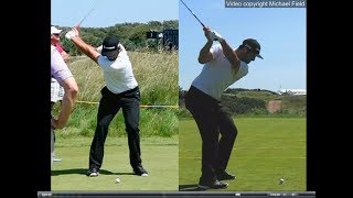 Jon Rahm golf swing  Long Iron faceon amp downtheline July 2017 [upl. by Hajidahk559]