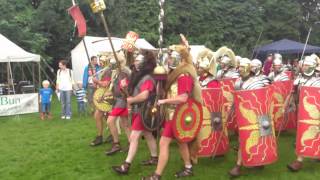 Roman Reenactment at the Amphitheatre in Caerleon Marching In [upl. by Eimilb272]