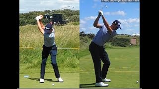 Justin Thomas golf swing  Long Iron faceon amp downtheline July 2017 [upl. by Eniroc]