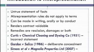 Misrepresentation Lecture 1 of 4 [upl. by Aleacin346]